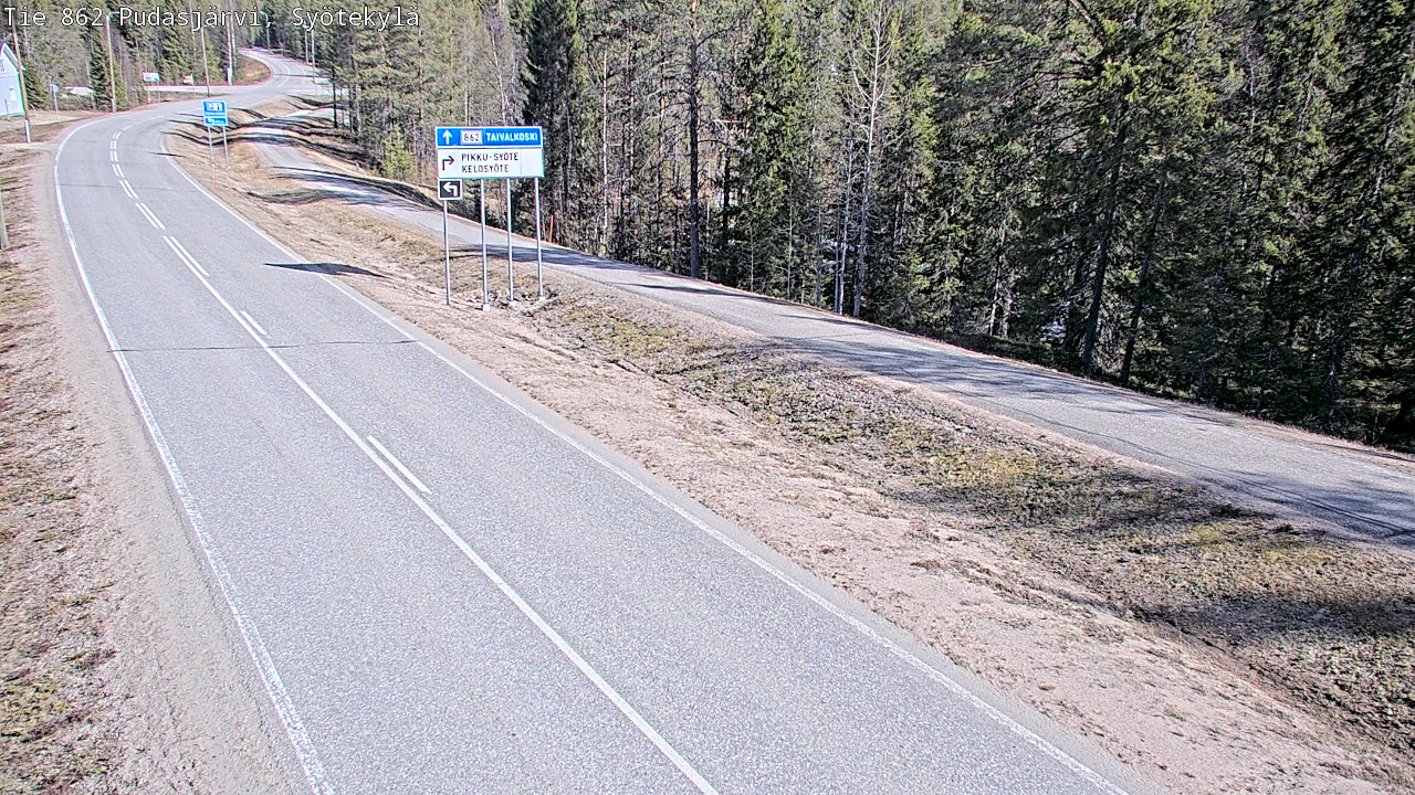 Weather Camera Image Väg 862 Pudasjärvi, Syötekylä, Pudasjärvi, Pohjois-Pohjanmaa