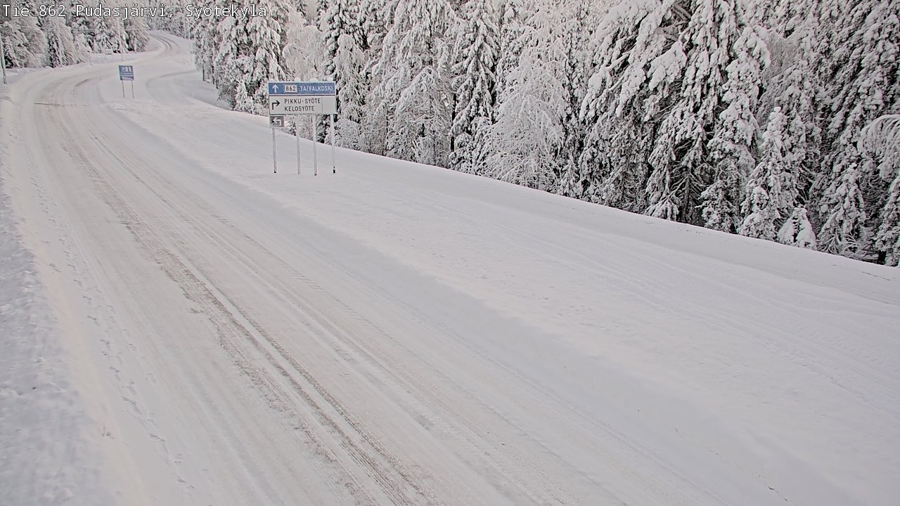 Weather Camera Image Road 862 Pudasjärvi, Syötekylä, Pudasjärvi, Pohjois-Pohjanmaa