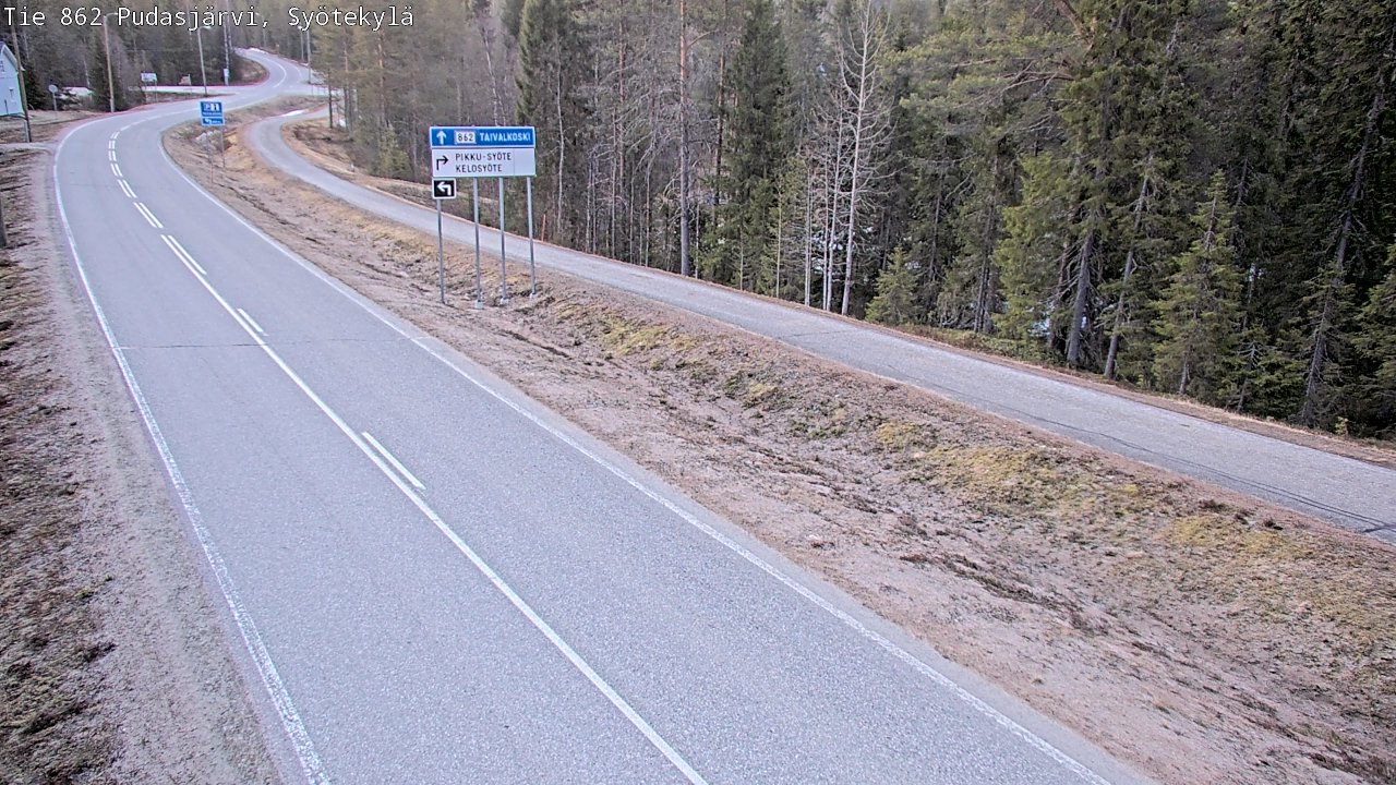 Weather Camera Image Väg 862 Pudasjärvi, Syötekylä, Pudasjärvi, Pohjois-Pohjanmaa