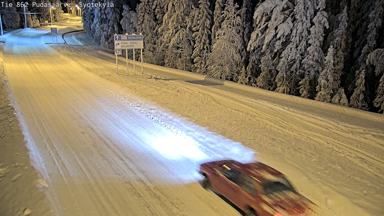 Weather Camera Image Road 862 Pudasjärvi, Syötekylä, Pudasjärvi, Pohjois-Pohjanmaa