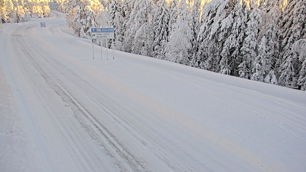 Weather Camera Image Road 862 Pudasjärvi, Syötekylä, Pudasjärvi, Pohjois-Pohjanmaa