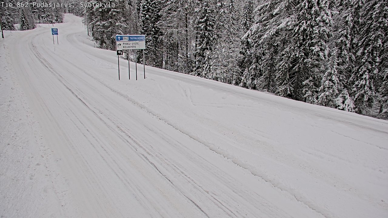 Weather Camera Image Road 862 Pudasjärvi, Syötekylä, Pudasjärvi, Pohjois-Pohjanmaa