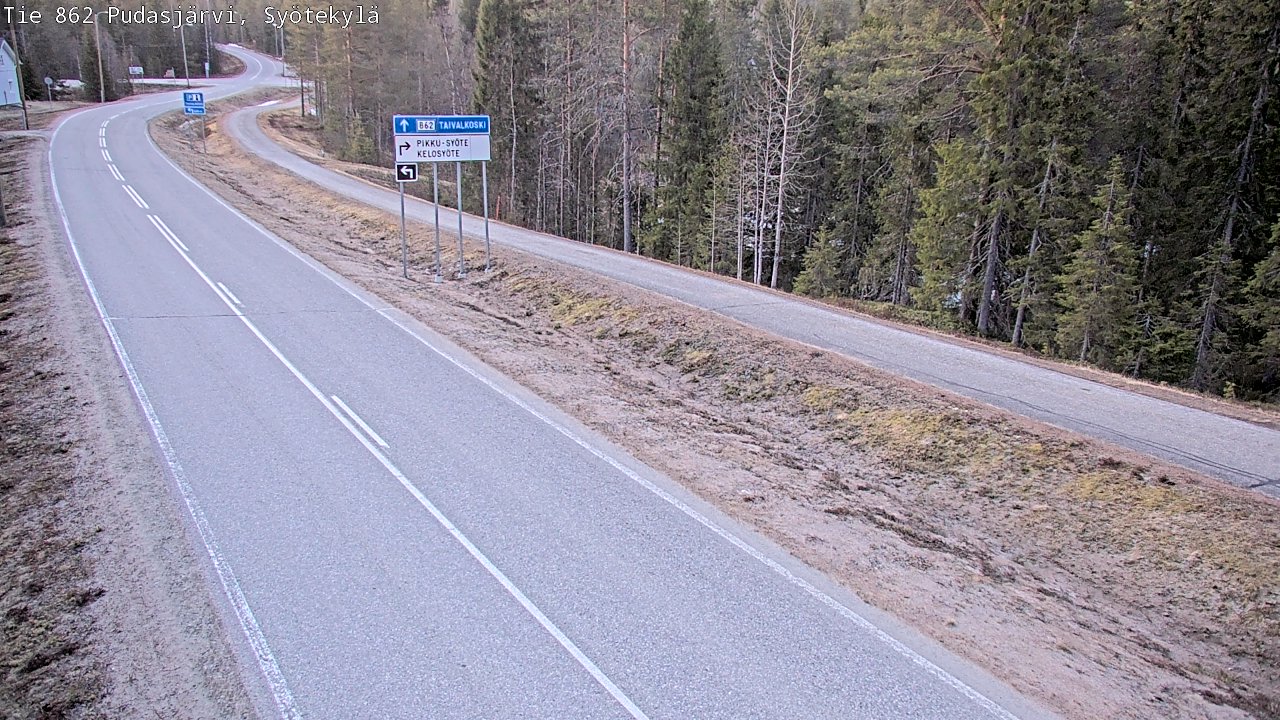 Weather Camera Image Väg 862 Pudasjärvi, Syötekylä, Pudasjärvi, Pohjois-Pohjanmaa