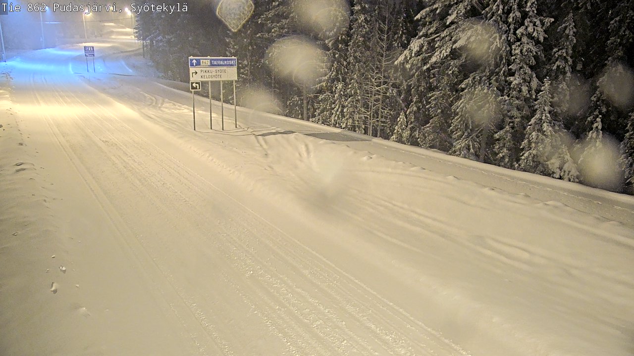 Weather Camera Image Road 862 Pudasjärvi, Syötekylä, Pudasjärvi, Pohjois-Pohjanmaa