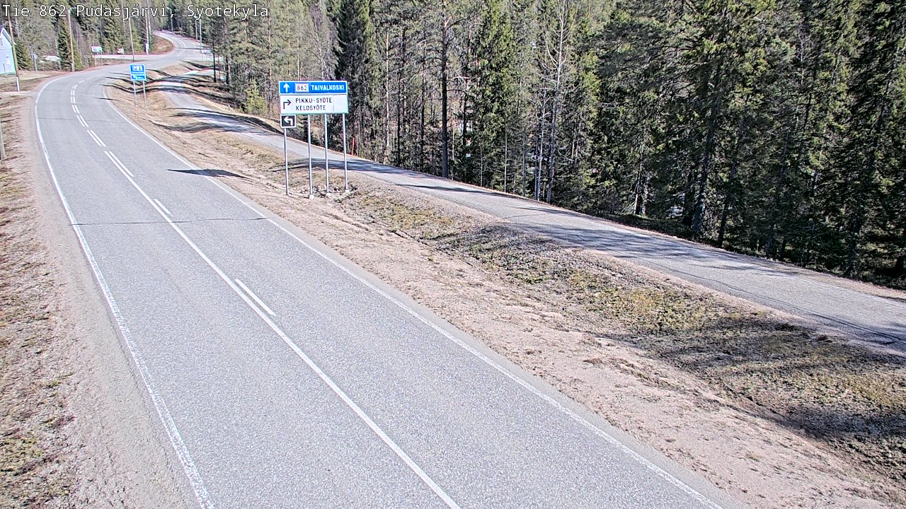 Weather Camera Image Väg 862 Pudasjärvi, Syötekylä, Pudasjärvi, Pohjois-Pohjanmaa