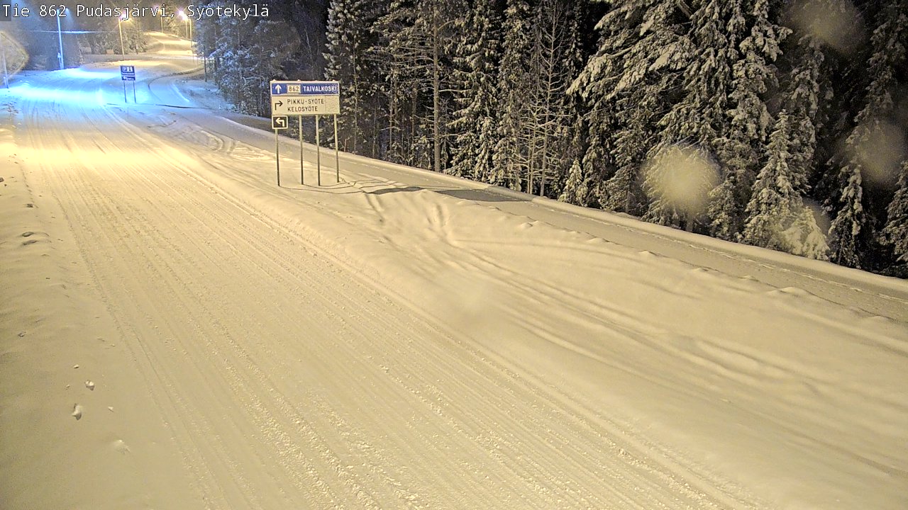 Weather Camera Image Road 862 Pudasjärvi, Syötekylä, Pudasjärvi, Pohjois-Pohjanmaa