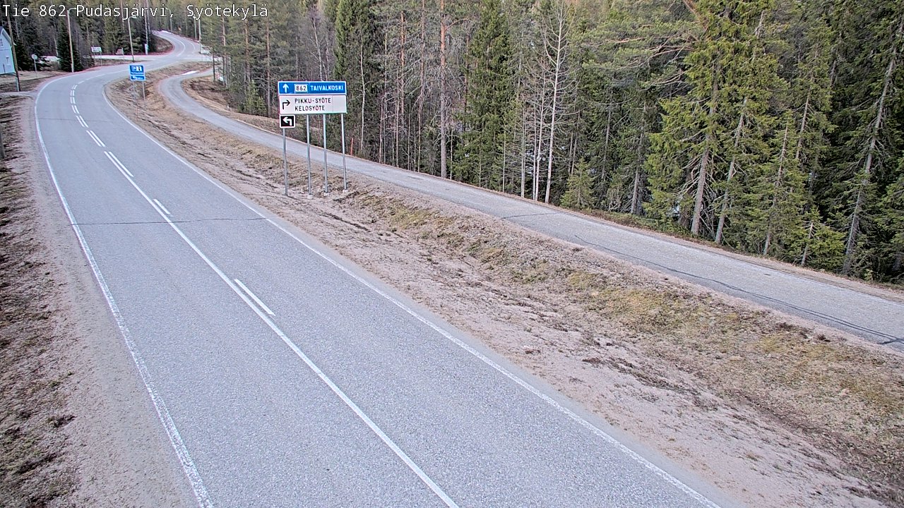 Weather Camera Image Väg 862 Pudasjärvi, Syötekylä, Pudasjärvi, Pohjois-Pohjanmaa
