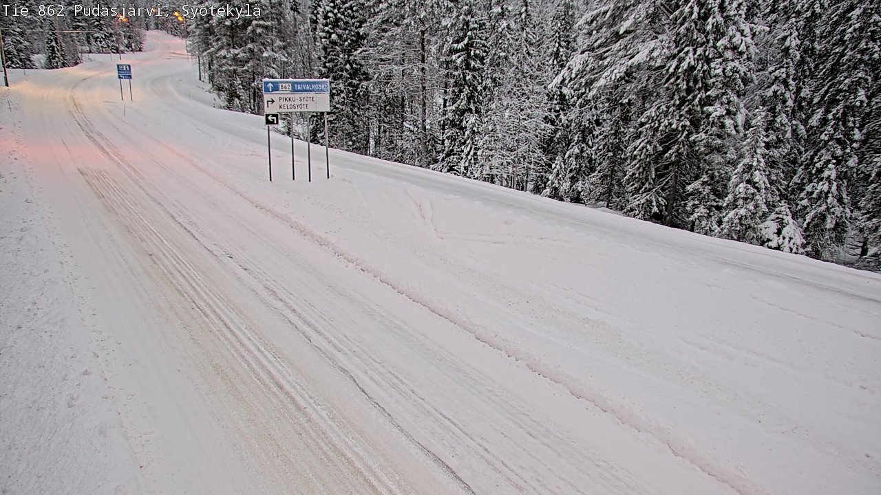 Weather Camera Image Road 862 Pudasjärvi, Syötekylä, Pudasjärvi, Pohjois-Pohjanmaa