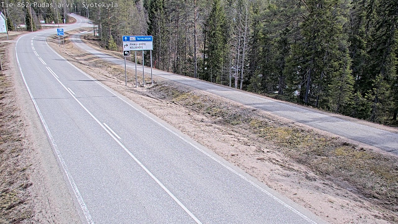 Weather Camera Image Väg 862 Pudasjärvi, Syötekylä, Pudasjärvi, Pohjois-Pohjanmaa