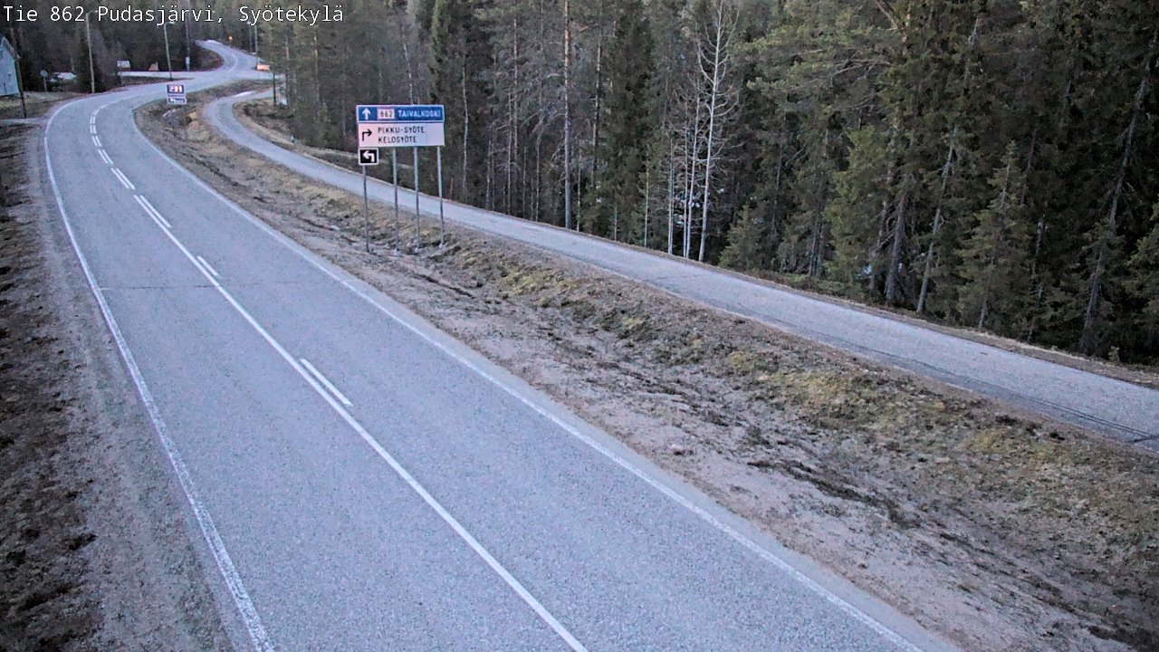 Weather Camera Image Väg 862 Pudasjärvi, Syötekylä, Pudasjärvi, Pohjois-Pohjanmaa