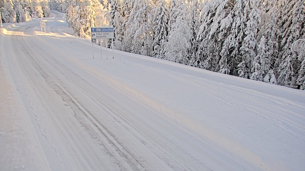 Weather Camera Image Road 862 Pudasjärvi, Syötekylä, Pudasjärvi, Pohjois-Pohjanmaa