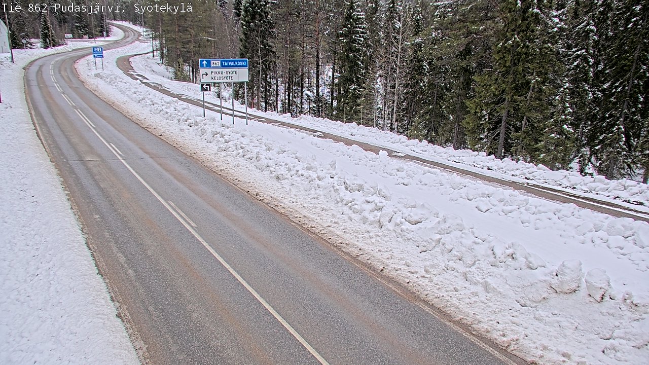 Weather Camera Image Road 862 Pudasjärvi, Syötekylä, Pudasjärvi, Pohjois-Pohjanmaa