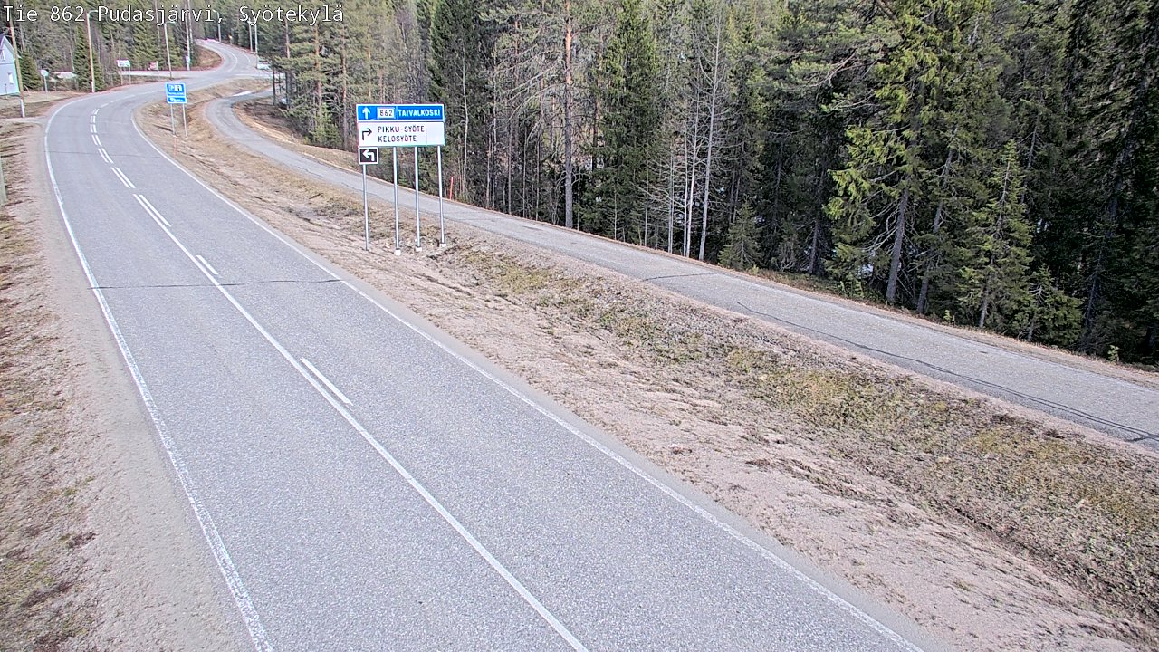 Weather Camera Image Väg 862 Pudasjärvi, Syötekylä, Pudasjärvi, Pohjois-Pohjanmaa