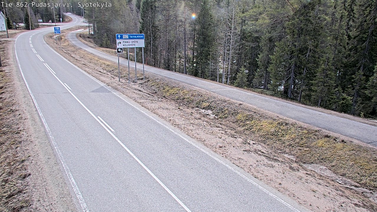 Weather Camera Image Väg 862 Pudasjärvi, Syötekylä, Pudasjärvi, Pohjois-Pohjanmaa