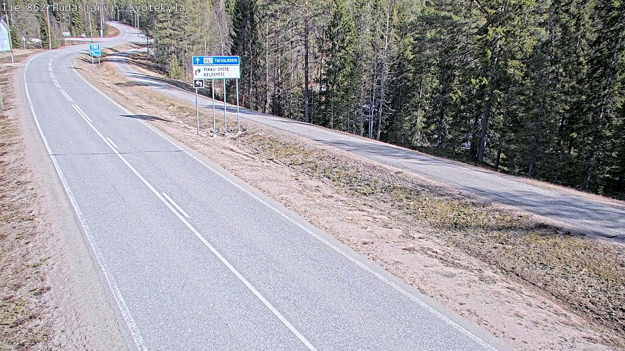 Weather Camera Image Väg 862 Pudasjärvi, Syötekylä, Pudasjärvi, Pohjois-Pohjanmaa