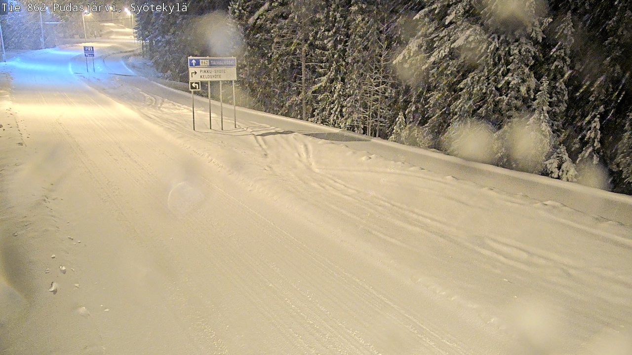 Weather Camera Image Road 862 Pudasjärvi, Syötekylä, Pudasjärvi, Pohjois-Pohjanmaa