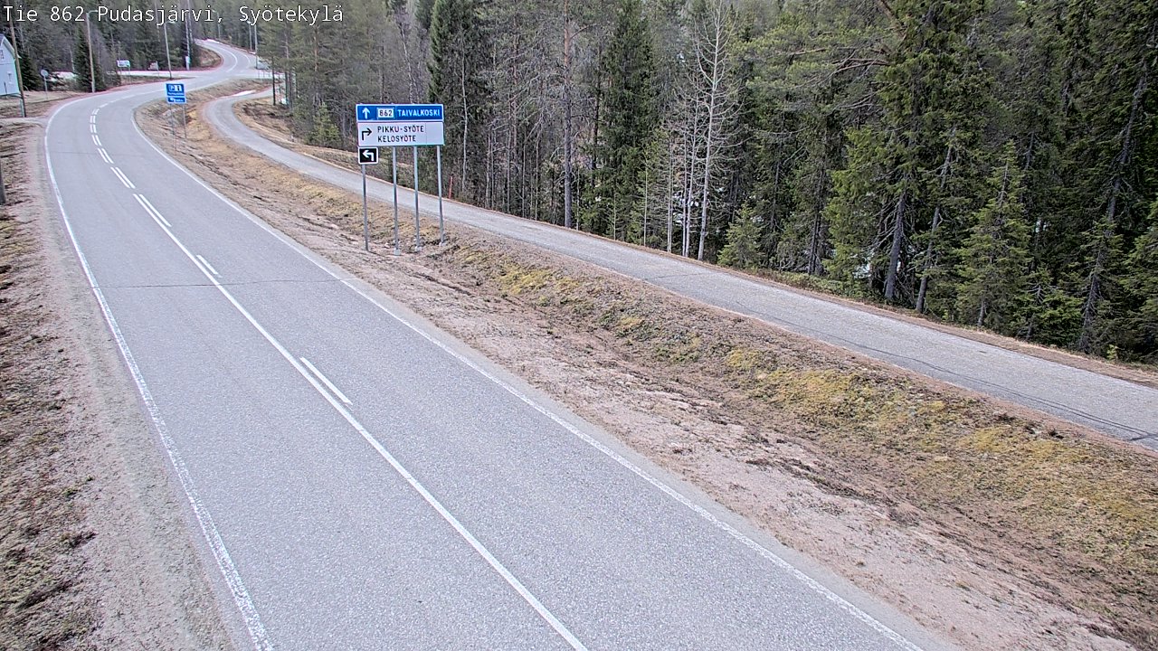 Weather Camera Image Road 862 Pudasjärvi, Syötekylä, Pudasjärvi, Pohjois-Pohjanmaa