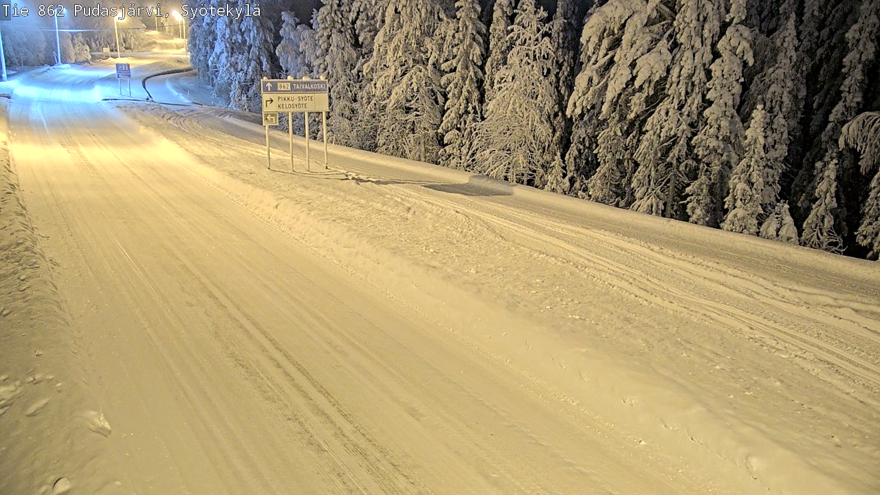 Weather Camera Image Road 862 Pudasjärvi, Syötekylä, Pudasjärvi, Pohjois-Pohjanmaa