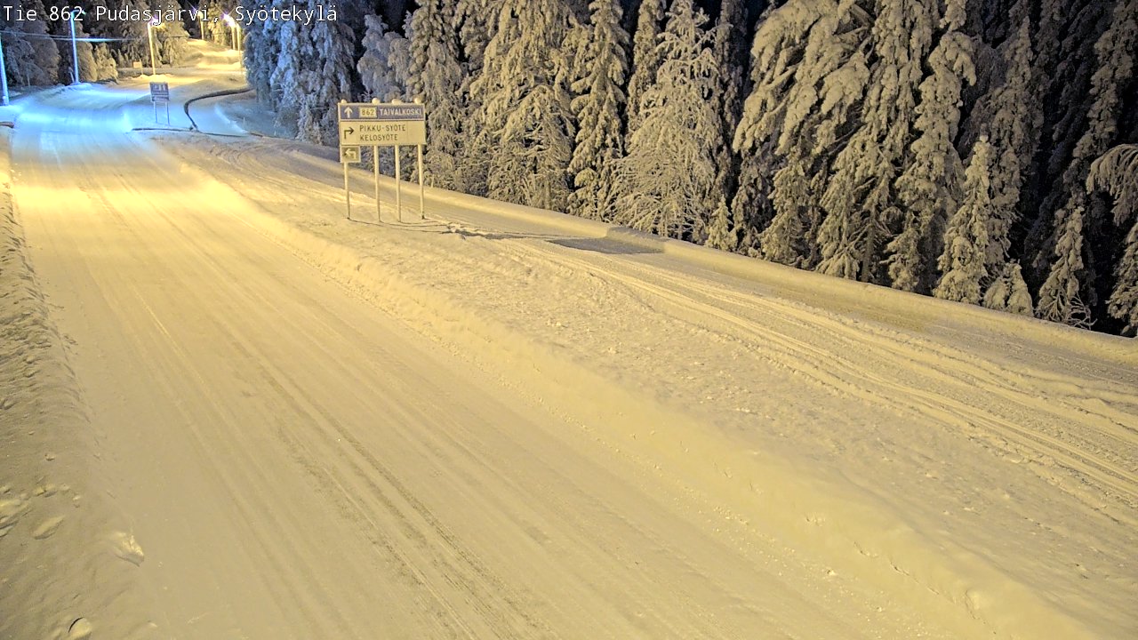 Weather Camera Image Road 862 Pudasjärvi, Syötekylä, Pudasjärvi, Pohjois-Pohjanmaa