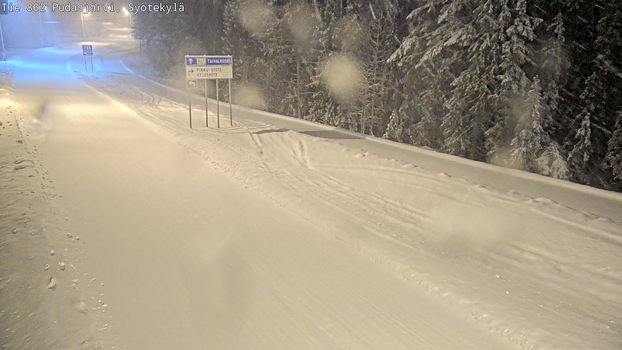 Weather Camera Image Road 862 Pudasjärvi, Syötekylä, Pudasjärvi, Pohjois-Pohjanmaa