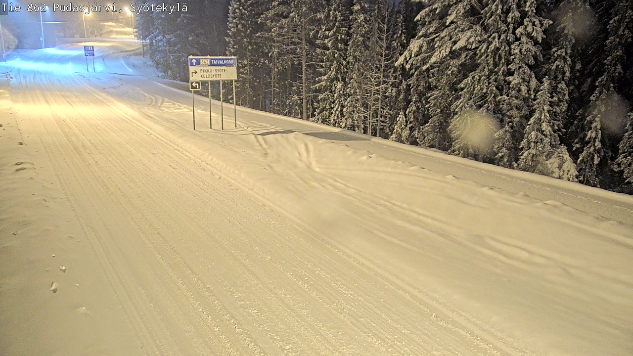 Weather Camera Image Road 862 Pudasjärvi, Syötekylä, Pudasjärvi, Pohjois-Pohjanmaa