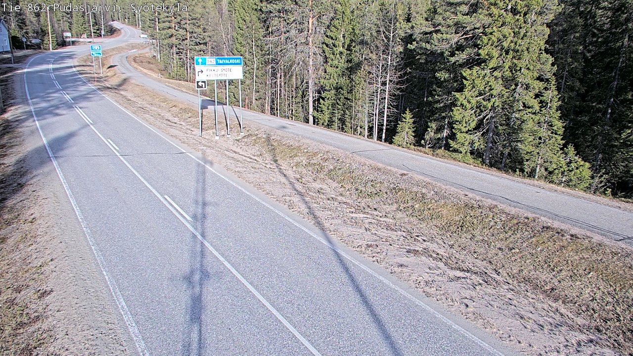 Weather Camera Image Väg 862 Pudasjärvi, Syötekylä, Pudasjärvi, Pohjois-Pohjanmaa