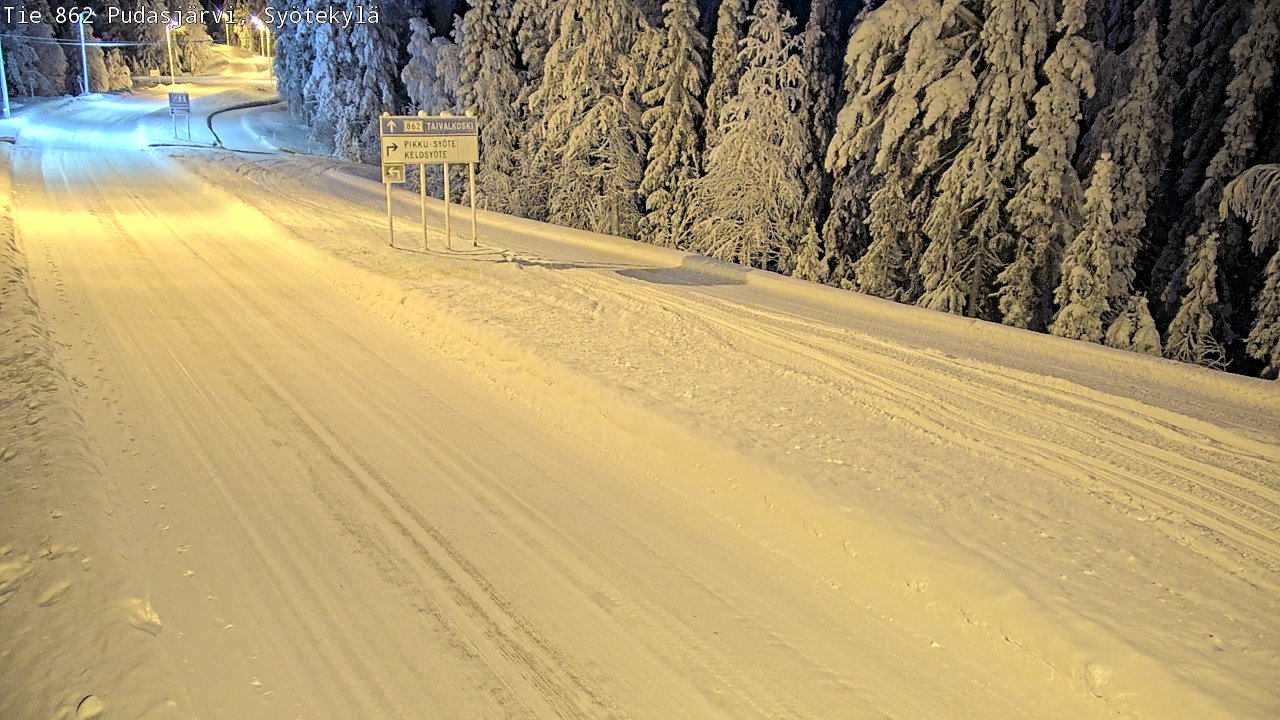 Weather Camera Image Road 862 Pudasjärvi, Syötekylä, Pudasjärvi, Pohjois-Pohjanmaa