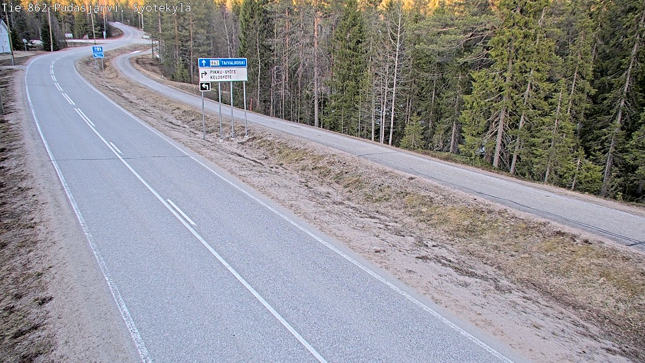 Weather Camera Image Väg 862 Pudasjärvi, Syötekylä, Pudasjärvi, Pohjois-Pohjanmaa