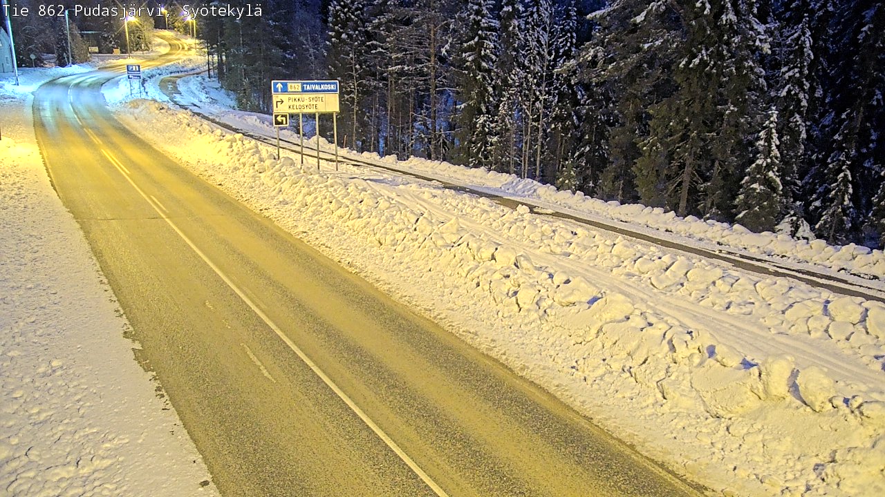 Weather Camera Image Road 862 Pudasjärvi, Syötekylä, Pudasjärvi, Pohjois-Pohjanmaa