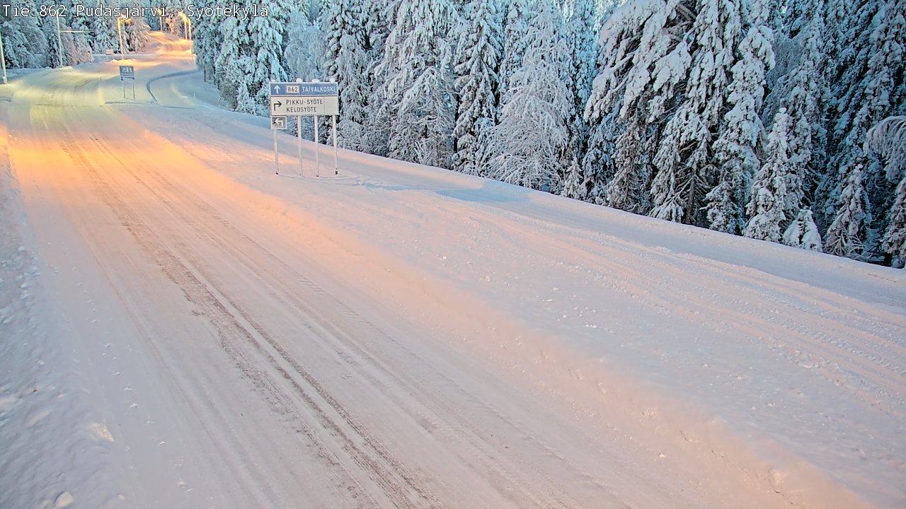 Weather Camera Image Road 862 Pudasjärvi, Syötekylä, Pudasjärvi, Pohjois-Pohjanmaa