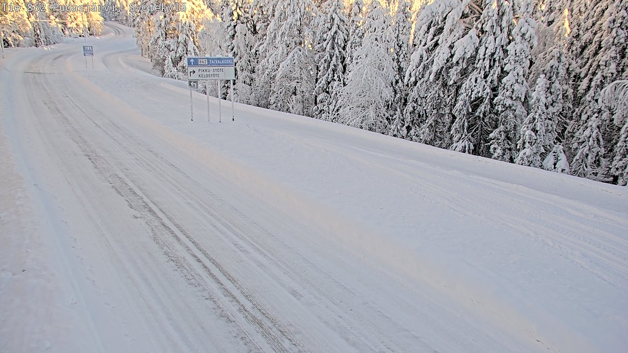 Weather Camera Image Road 862 Pudasjärvi, Syötekylä, Pudasjärvi, Pohjois-Pohjanmaa