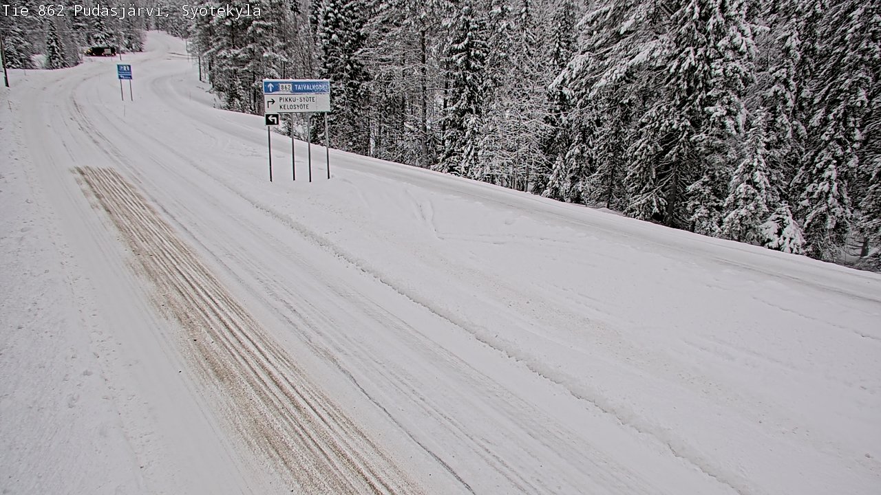 Weather Camera Image Road 862 Pudasjärvi, Syötekylä, Pudasjärvi, Pohjois-Pohjanmaa