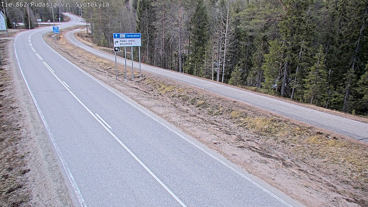 Weather Camera Image Road 862 Pudasjärvi, Syötekylä, Pudasjärvi, Pohjois-Pohjanmaa