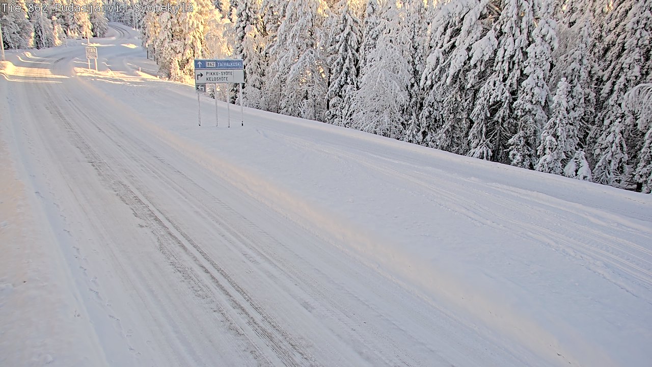 Weather Camera Image Road 862 Pudasjärvi, Syötekylä, Pudasjärvi, Pohjois-Pohjanmaa