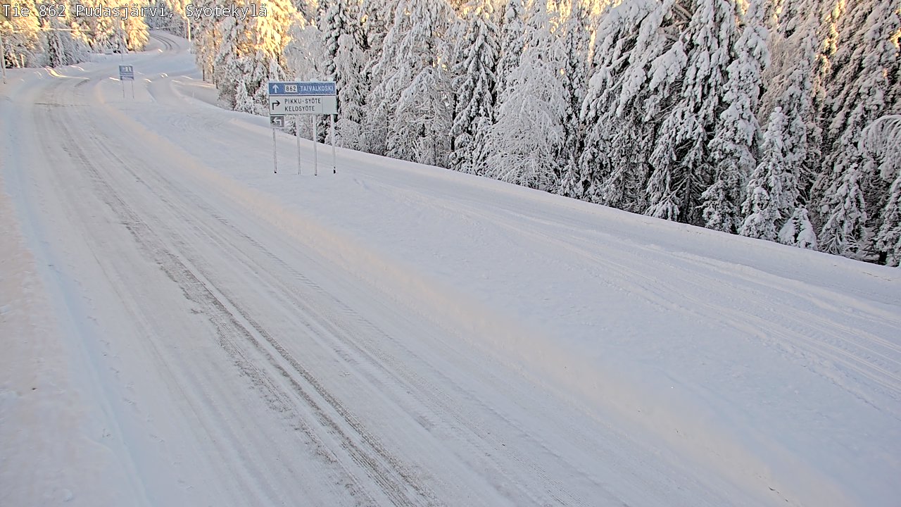 Weather Camera Image Road 862 Pudasjärvi, Syötekylä, Pudasjärvi, Pohjois-Pohjanmaa