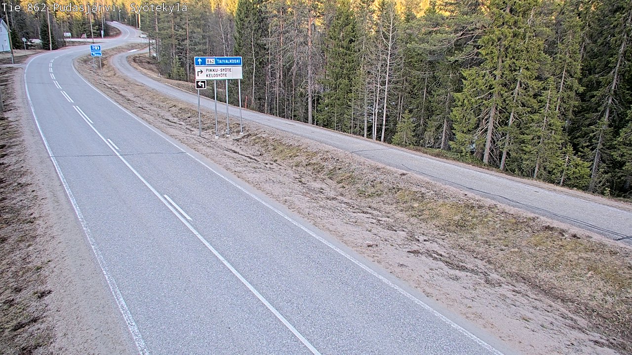 Weather Camera Image Väg 862 Pudasjärvi, Syötekylä, Pudasjärvi, Pohjois-Pohjanmaa