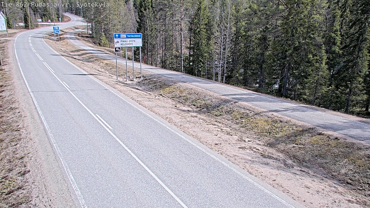 Weather Camera Image Väg 862 Pudasjärvi, Syötekylä, Pudasjärvi, Pohjois-Pohjanmaa