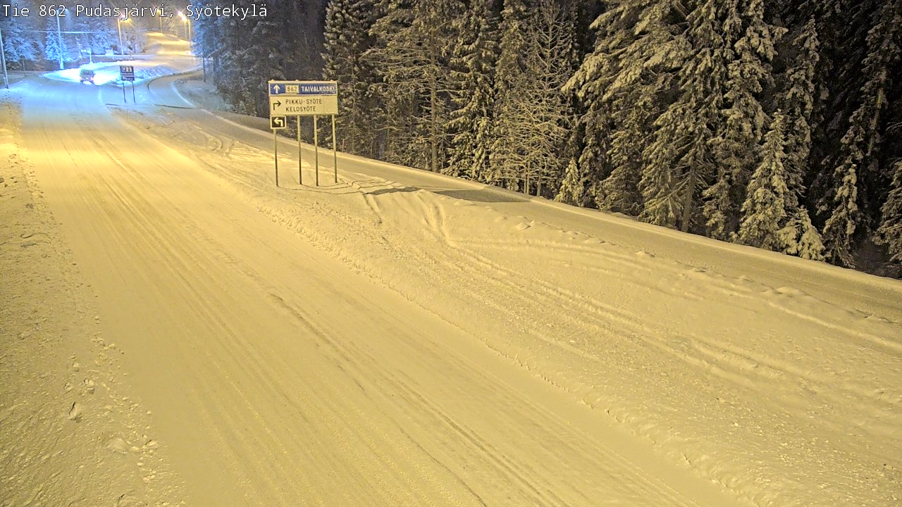 Weather Camera Image Road 862 Pudasjärvi, Syötekylä, Pudasjärvi, Pohjois-Pohjanmaa