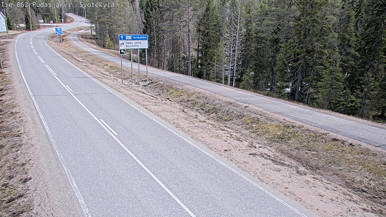 Weather Camera Image Väg 862 Pudasjärvi, Syötekylä, Pudasjärvi, Pohjois-Pohjanmaa