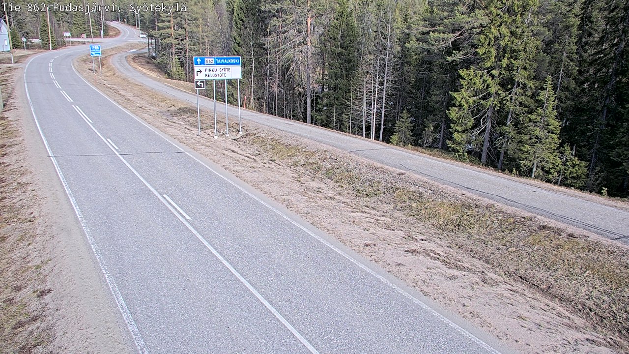 Weather Camera Image Väg 862 Pudasjärvi, Syötekylä, Pudasjärvi, Pohjois-Pohjanmaa