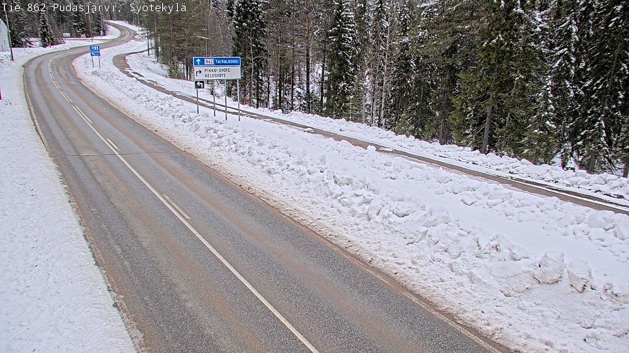 Weather Camera Image Road 862 Pudasjärvi, Syötekylä, Pudasjärvi, Pohjois-Pohjanmaa