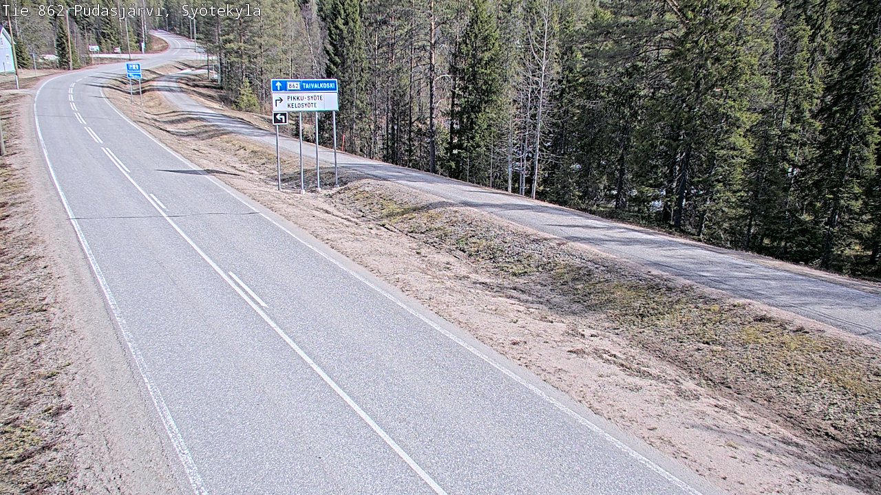 Weather Camera Image Väg 862 Pudasjärvi, Syötekylä, Pudasjärvi, Pohjois-Pohjanmaa