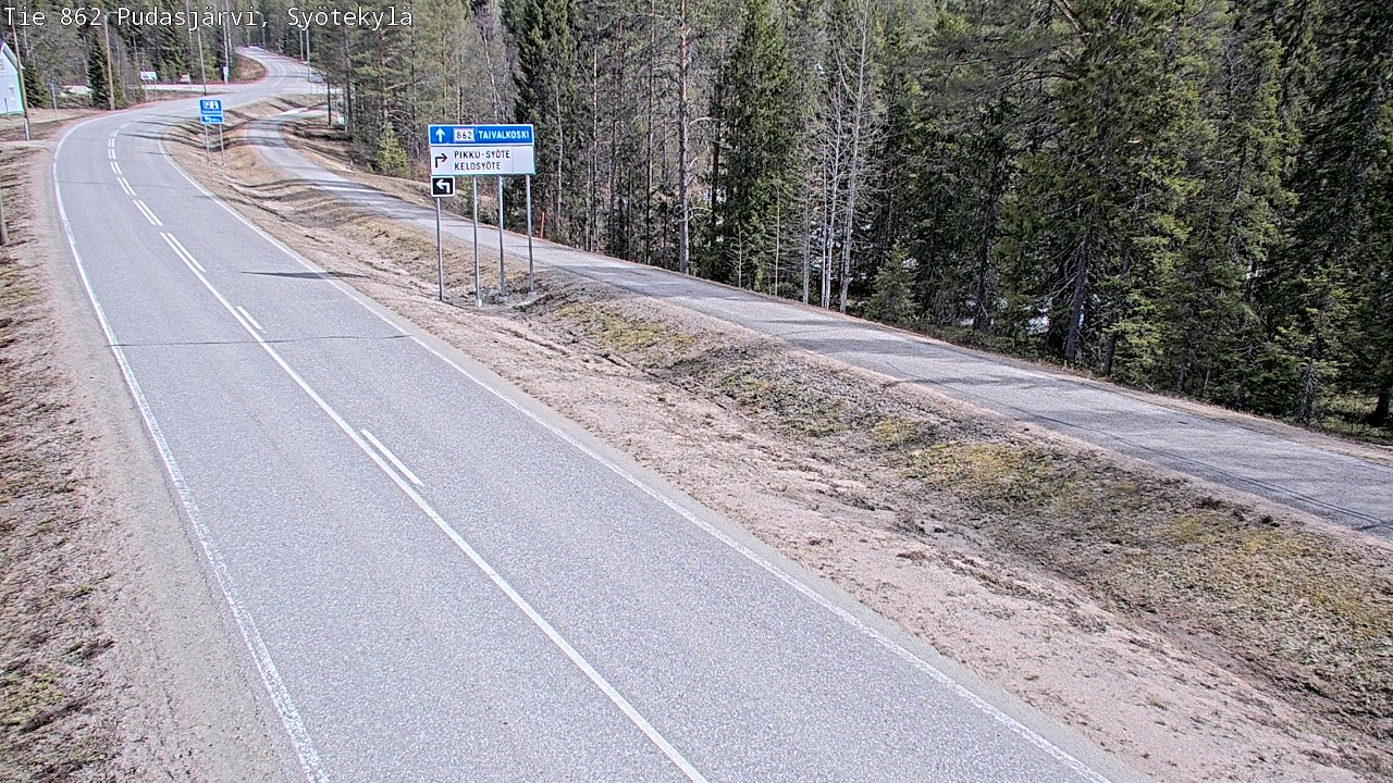 Weather Camera Image Väg 862 Pudasjärvi, Syötekylä, Pudasjärvi, Pohjois-Pohjanmaa