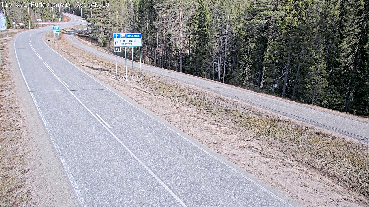 Weather Camera Image Väg 862 Pudasjärvi, Syötekylä, Pudasjärvi, Pohjois-Pohjanmaa