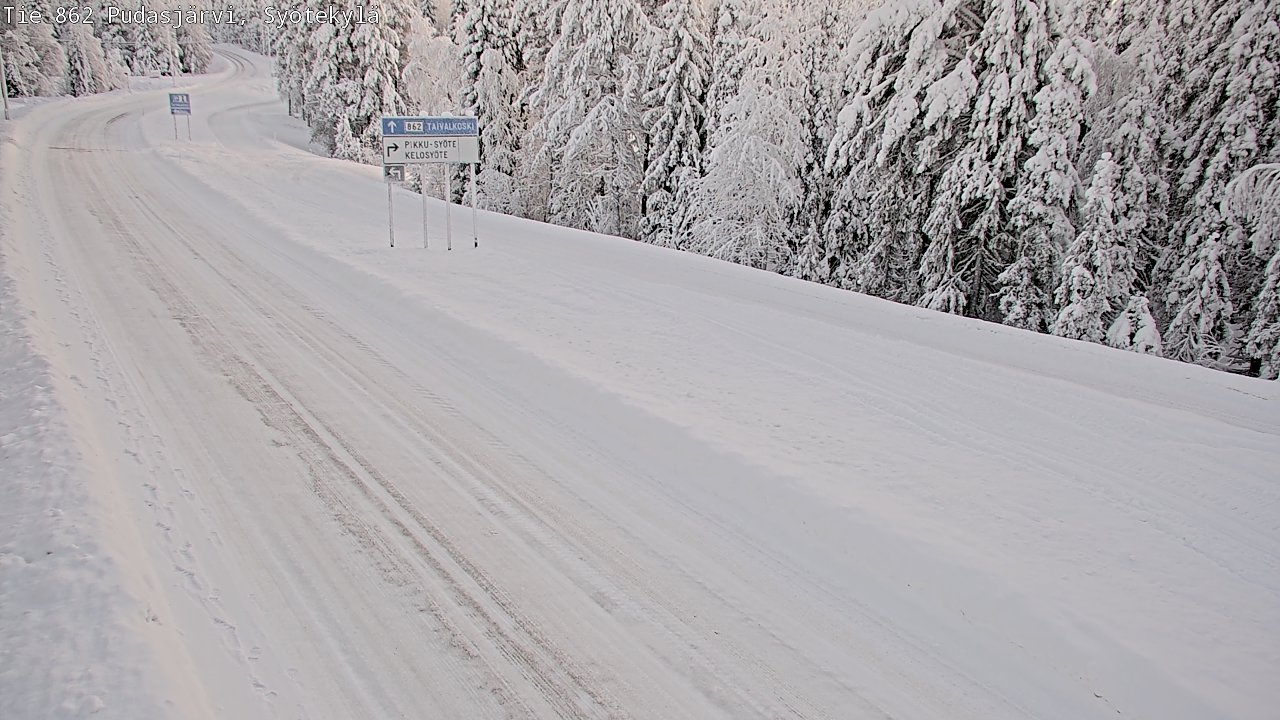 Weather Camera Image Road 862 Pudasjärvi, Syötekylä, Pudasjärvi, Pohjois-Pohjanmaa