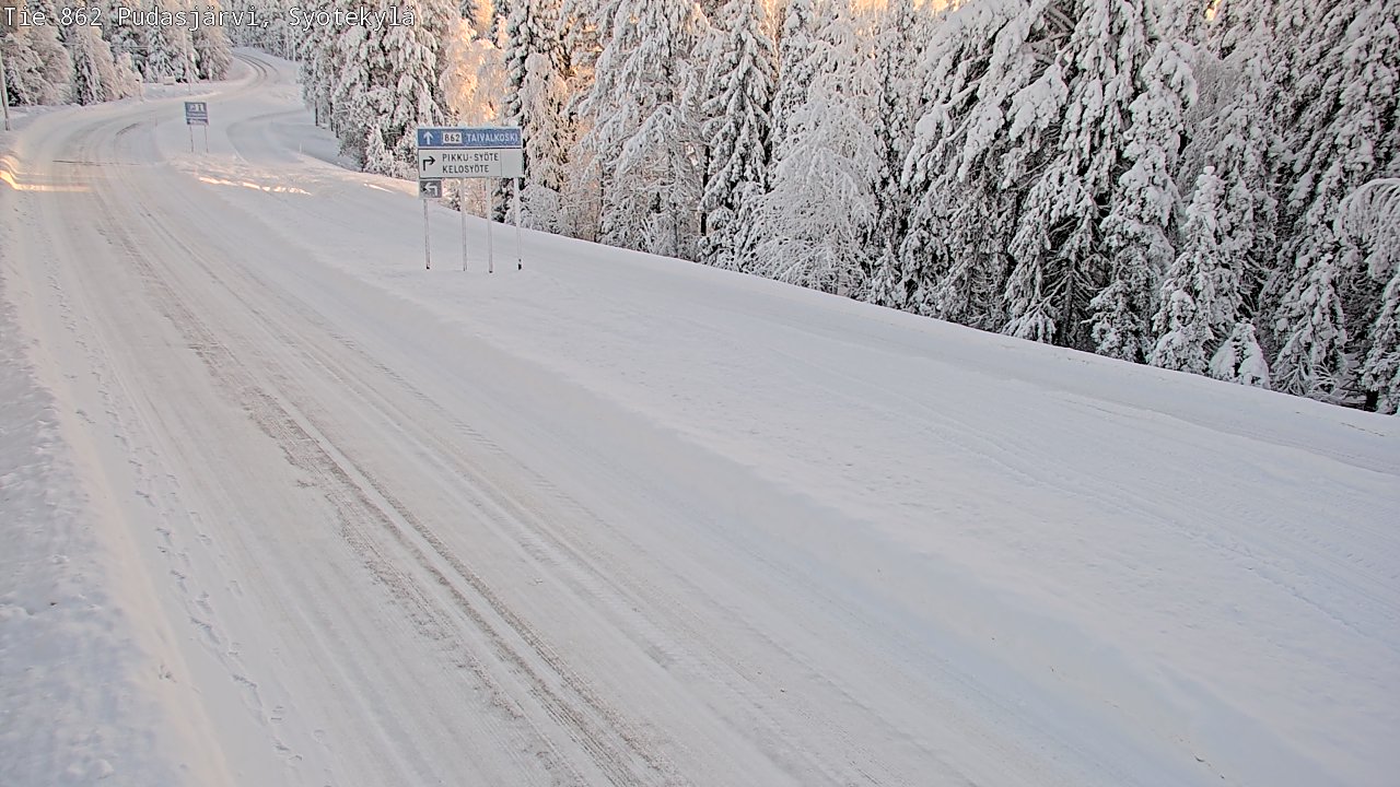 Weather Camera Image Road 862 Pudasjärvi, Syötekylä, Pudasjärvi, Pohjois-Pohjanmaa
