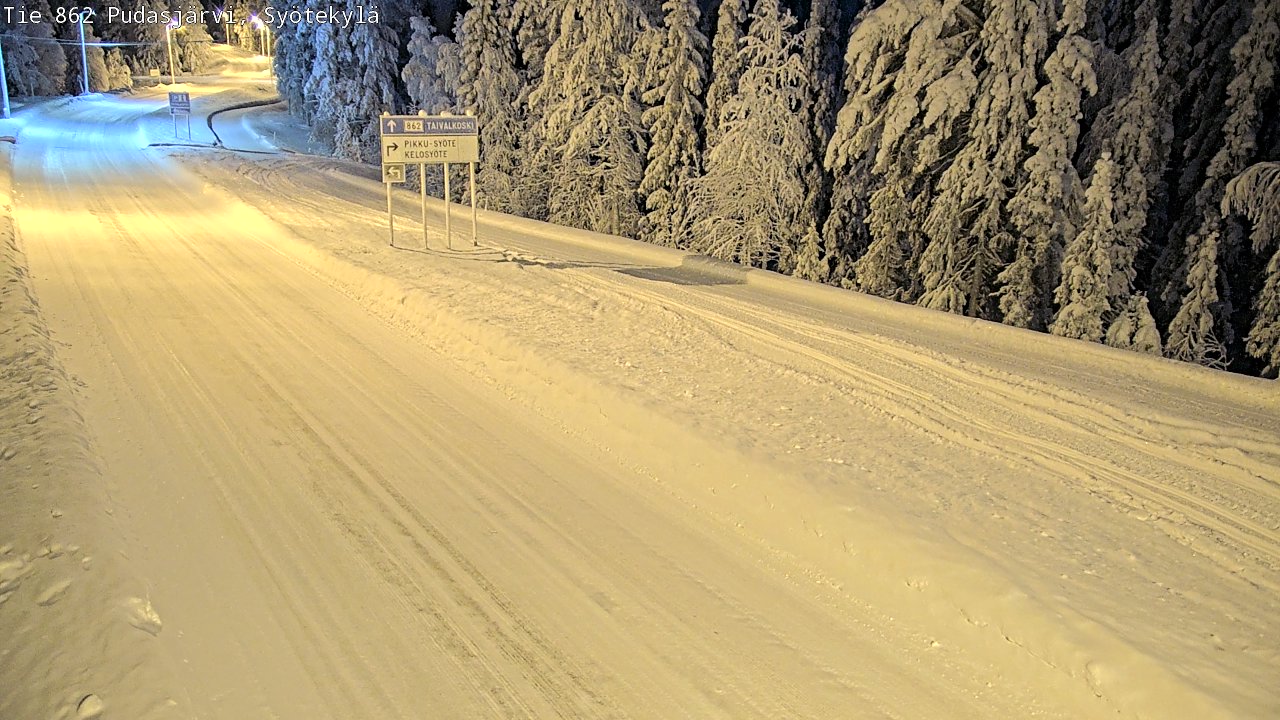 Weather Camera Image Road 862 Pudasjärvi, Syötekylä, Pudasjärvi, Pohjois-Pohjanmaa