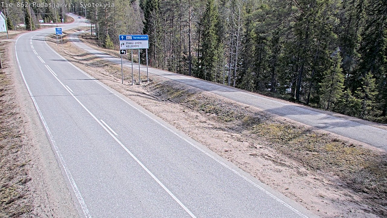 Weather Camera Image Väg 862 Pudasjärvi, Syötekylä, Pudasjärvi, Pohjois-Pohjanmaa