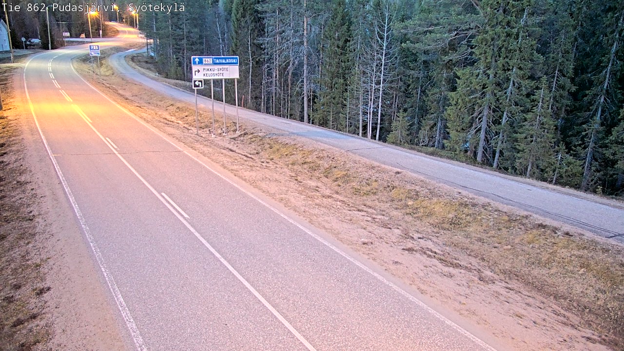 Weather Camera Image Väg 862 Pudasjärvi, Syötekylä, Pudasjärvi, Pohjois-Pohjanmaa