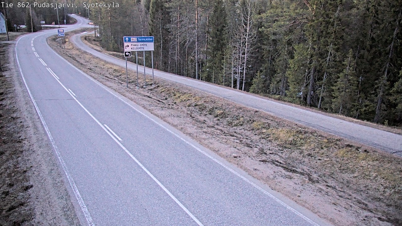 Weather Camera Image Väg 862 Pudasjärvi, Syötekylä, Pudasjärvi, Pohjois-Pohjanmaa